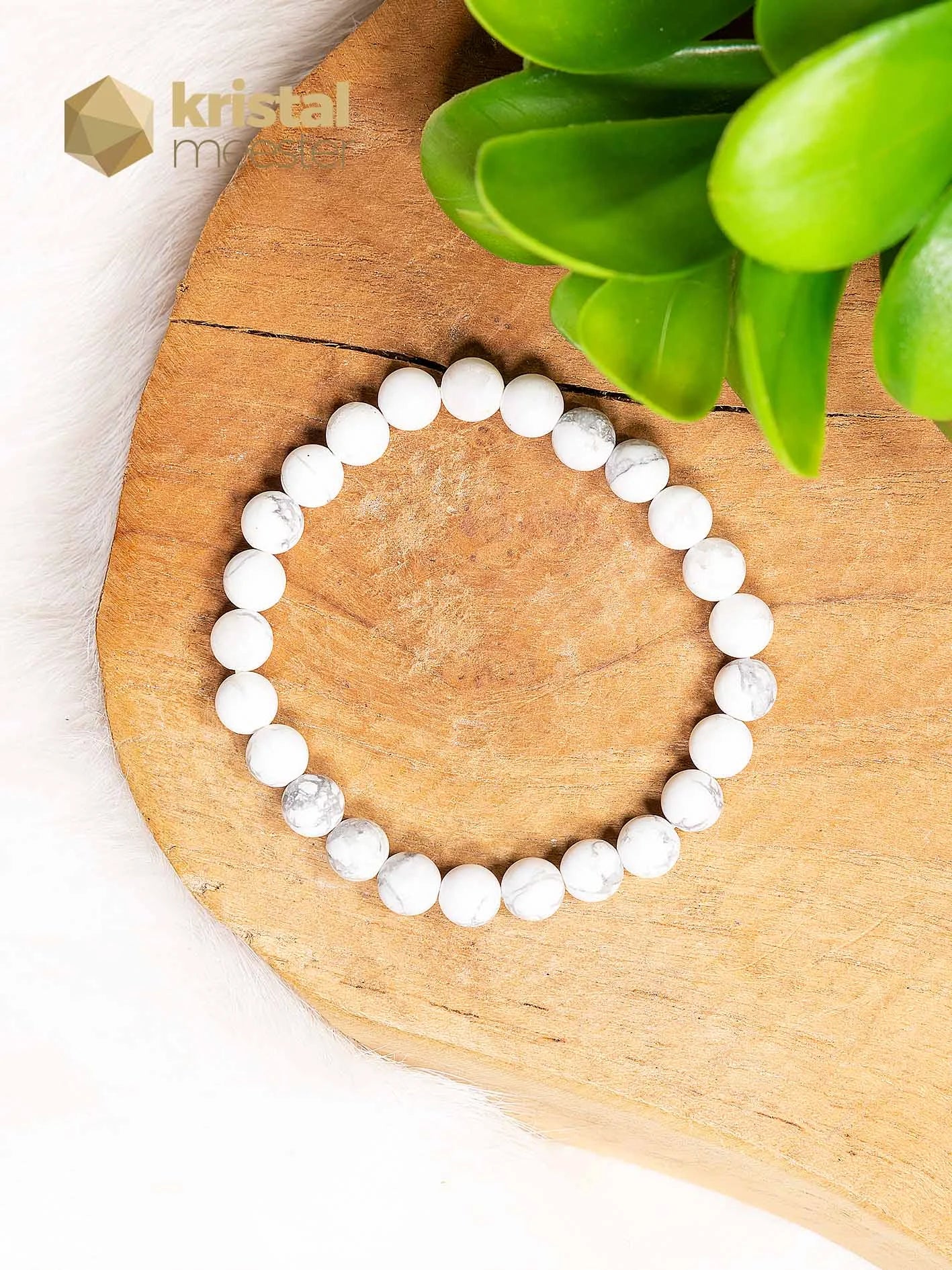 Howlite Ball Bracelet - 6 mm - Child  - L