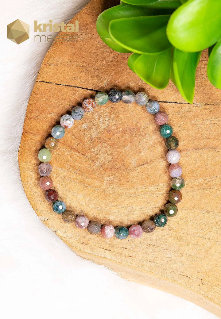 India Agaat Facet geslepen armband - 6 mm