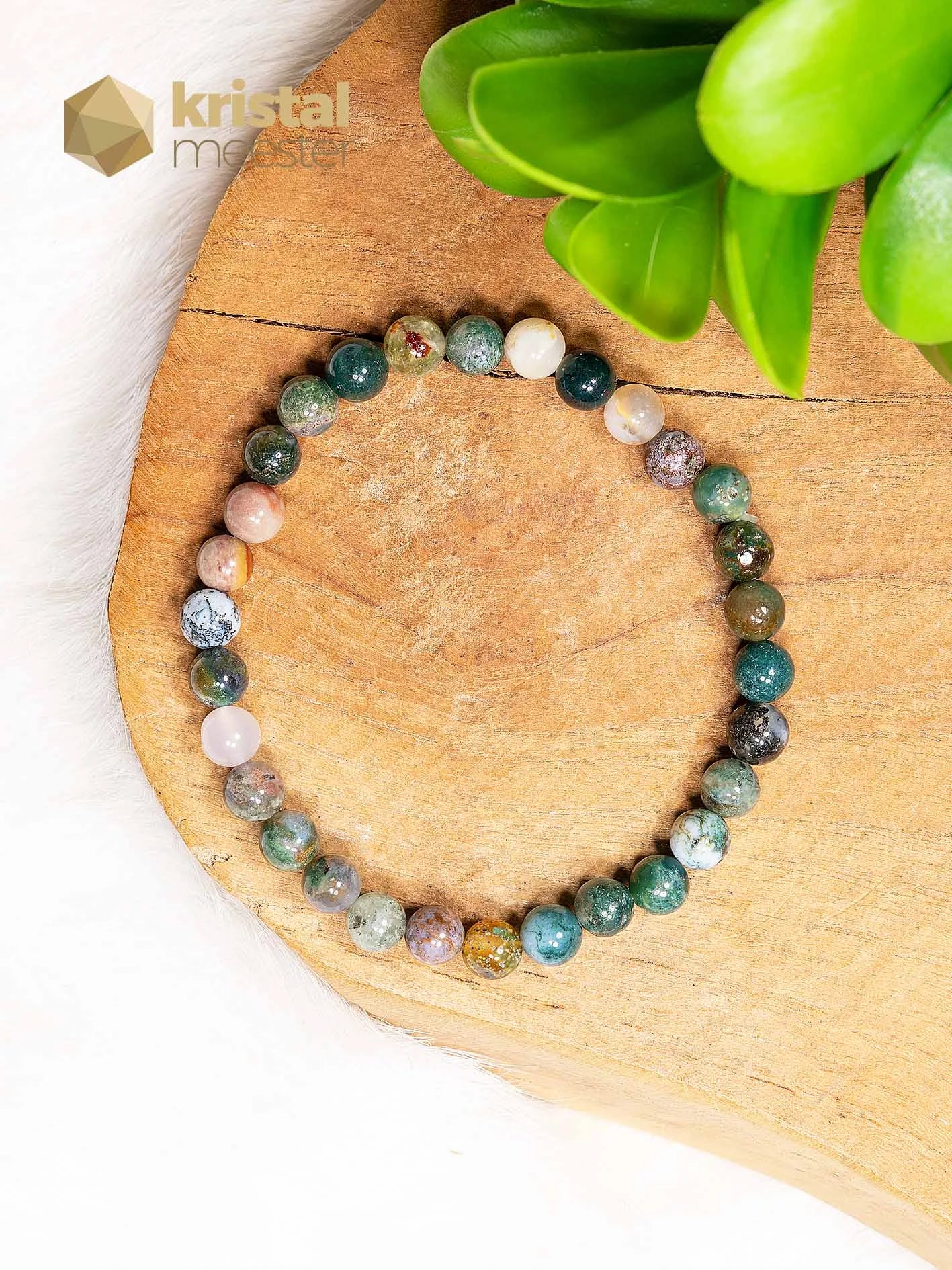 India Agate Ball Bracelet - 6 mm