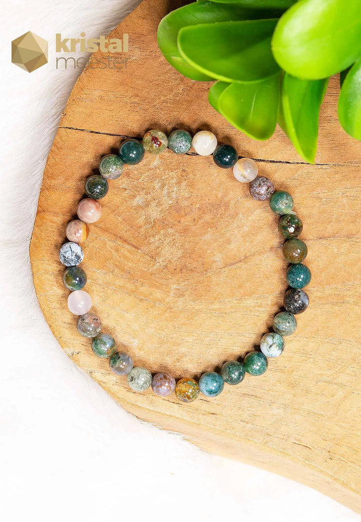 India Agate Ball Bracelet - 6 mm