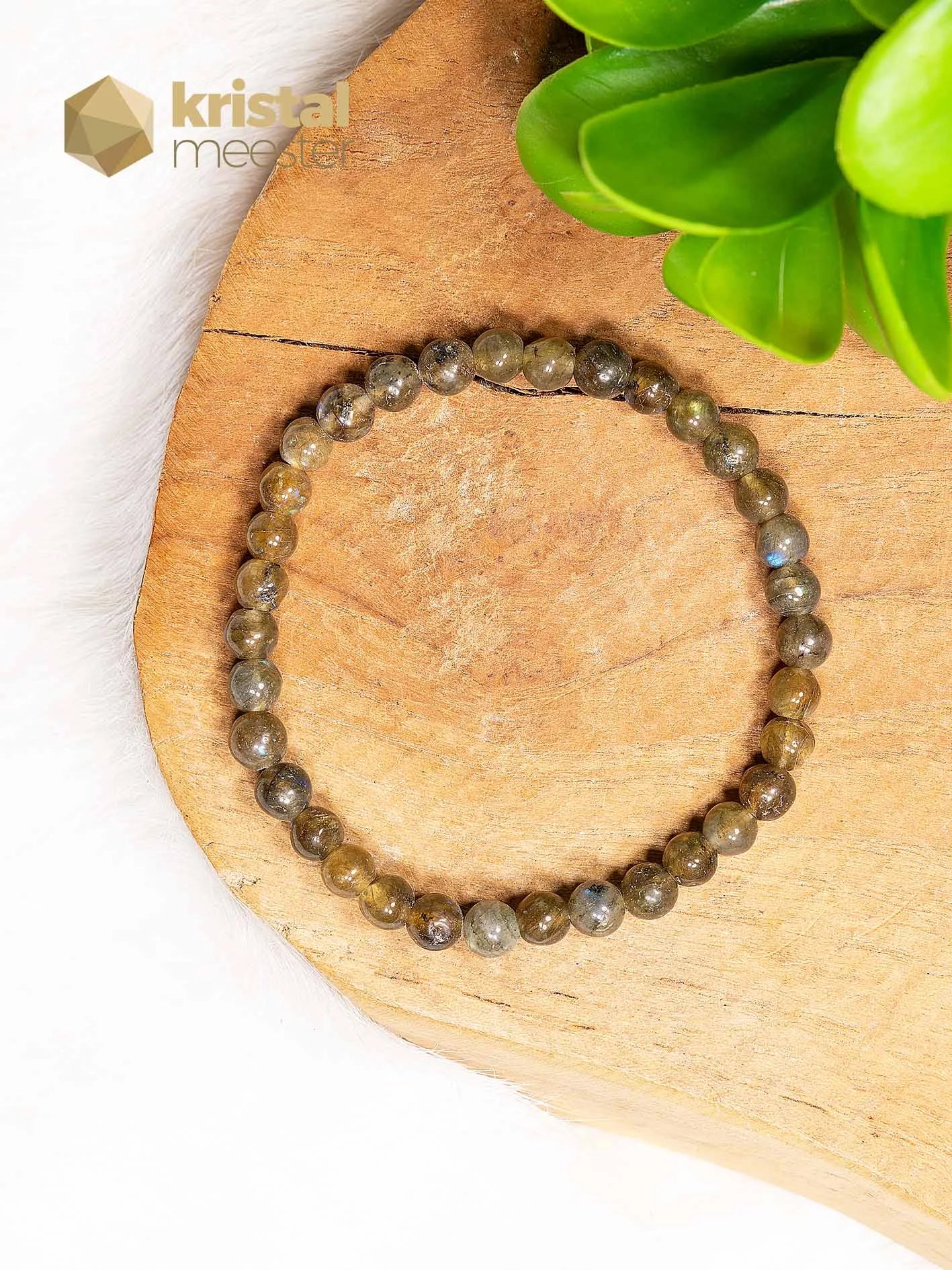 Labradoriet kogelarmband (donker) - 6 mm