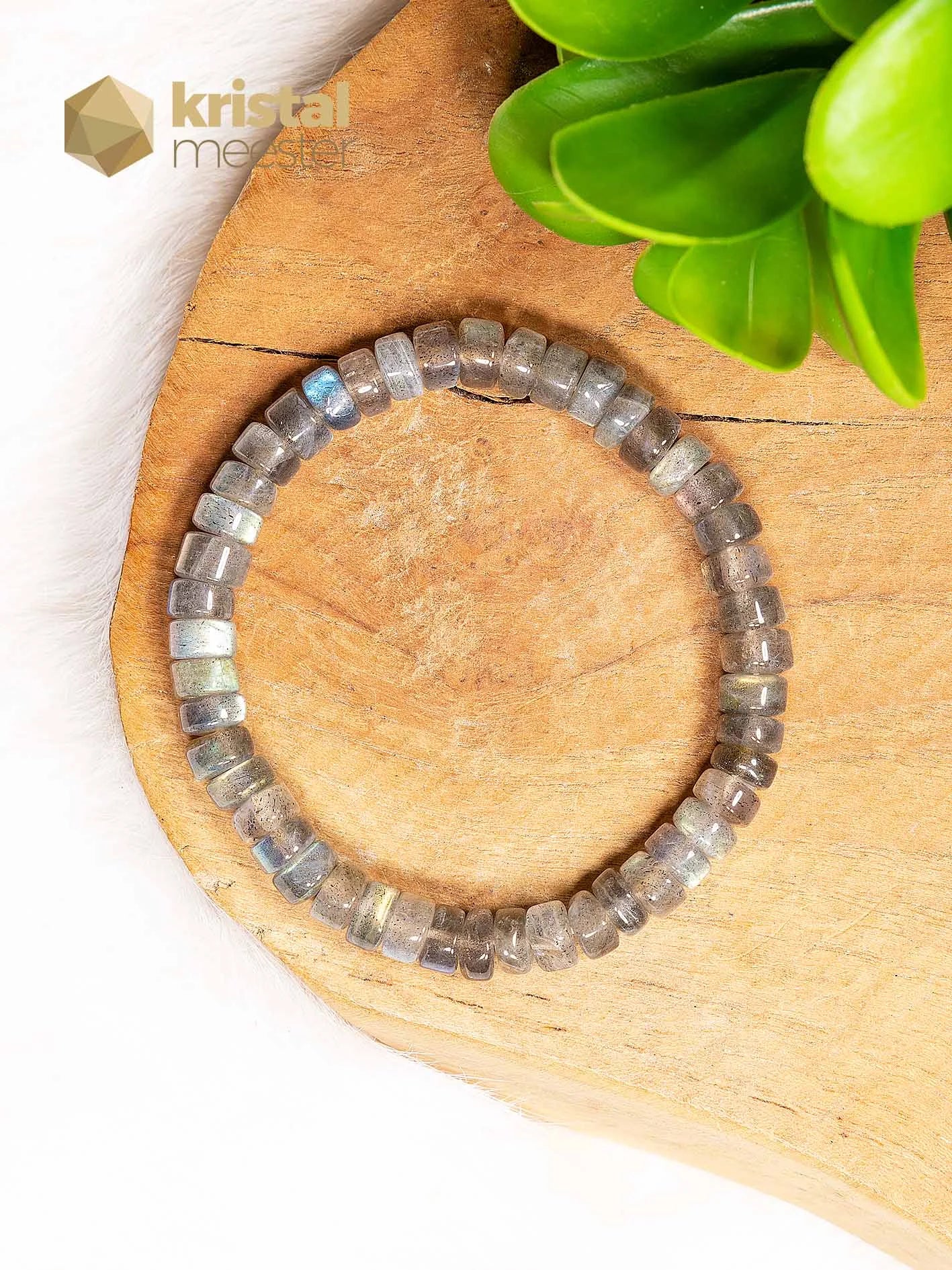 Labradoriet armband plat rond - 7 mm