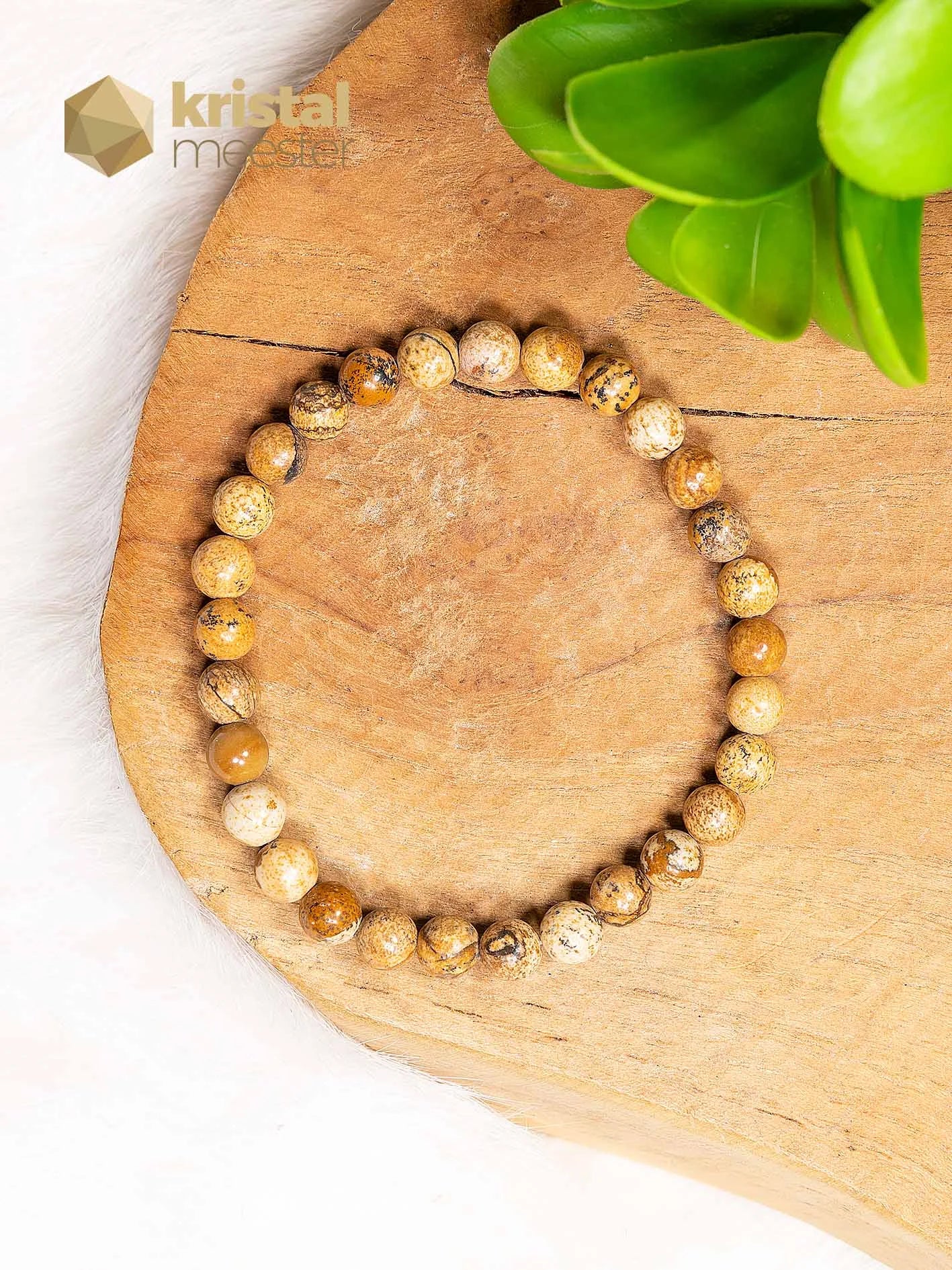 Picture Jasper Ball Bracelet - 6 mm