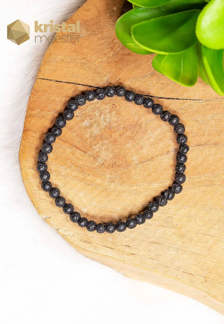Lava Stone Ball Bracelet - 4 mm