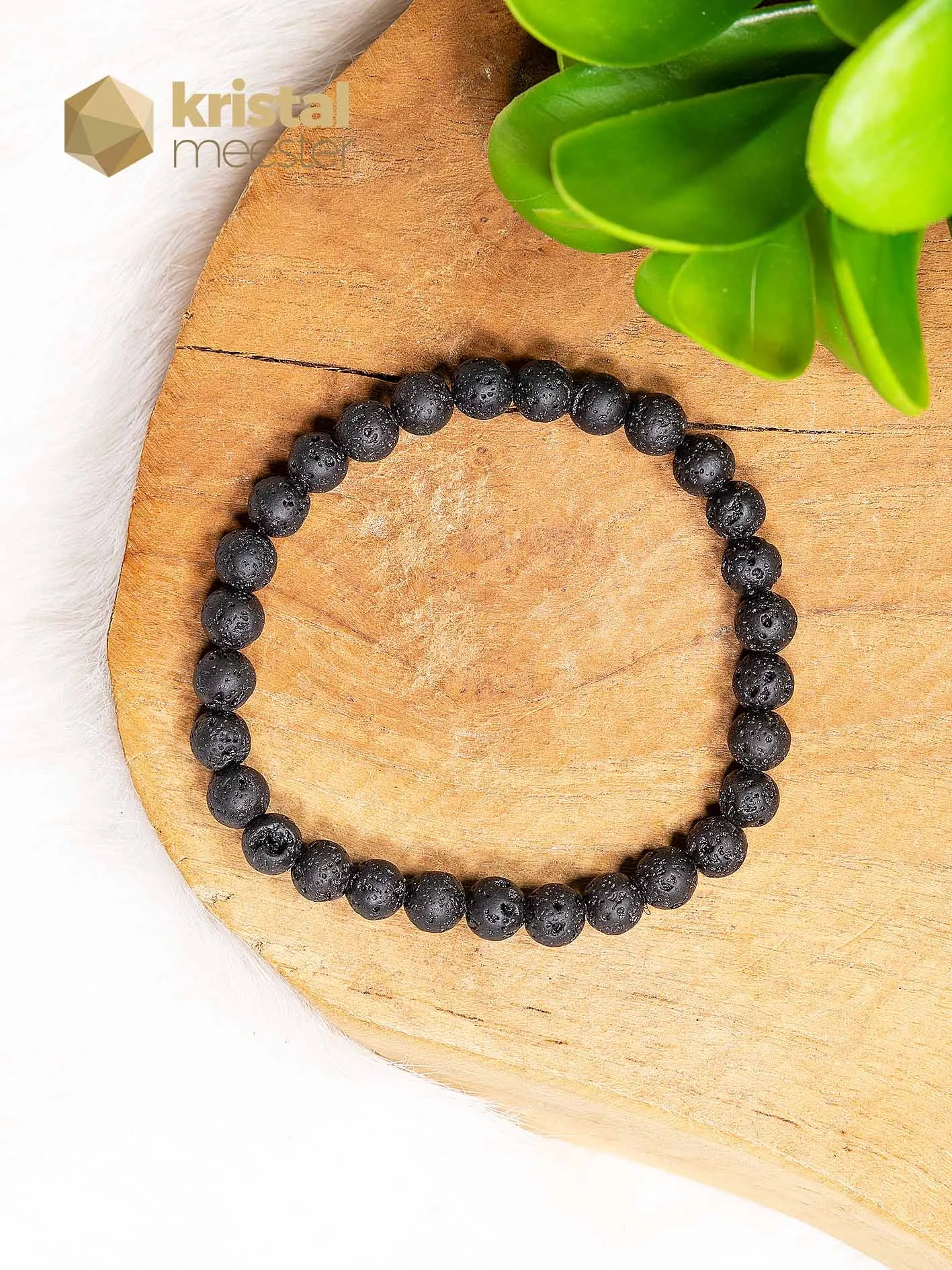 Lava Stone Ball Bracelet - 6 mm