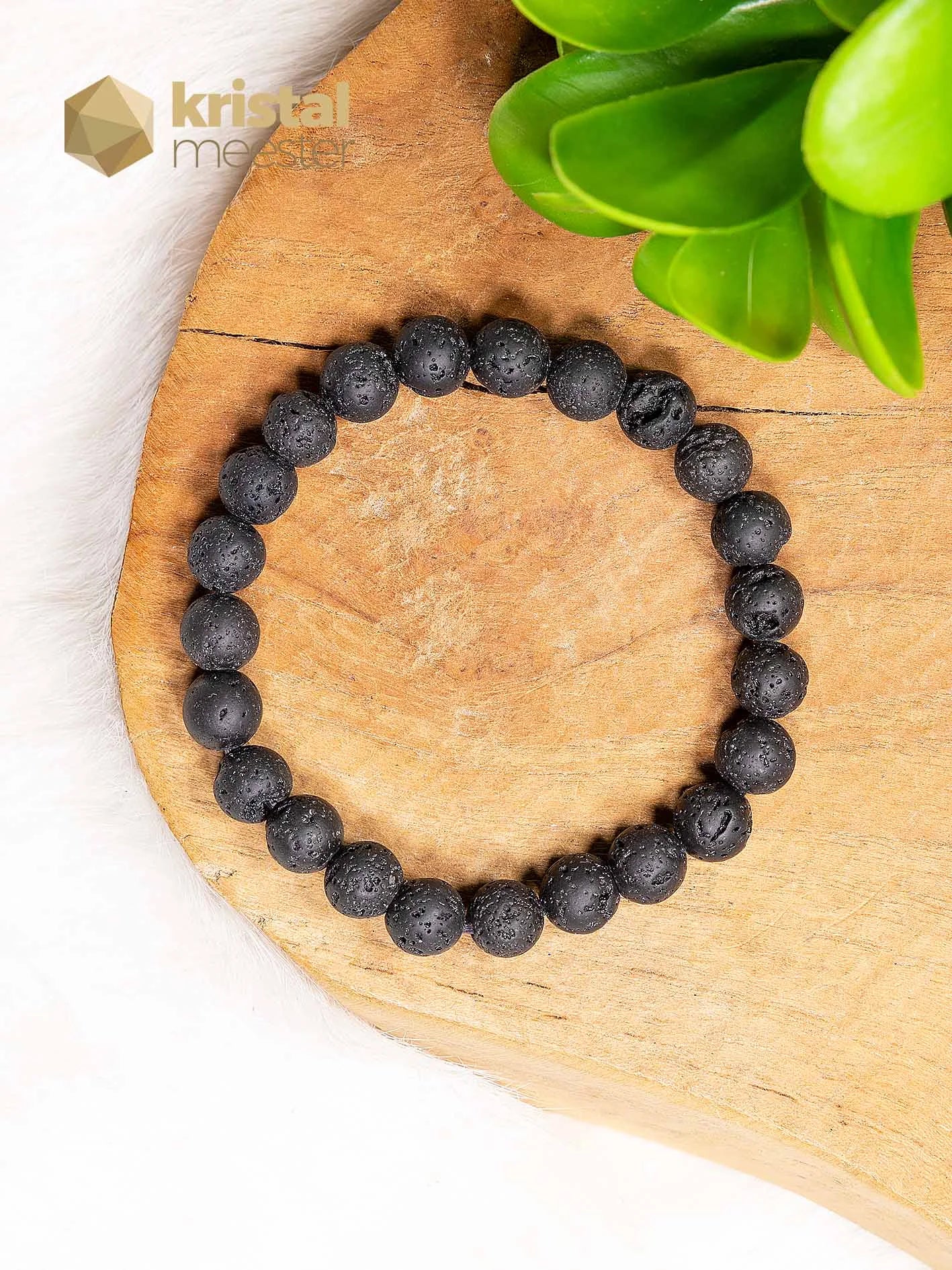 Lavasteen Kogelarmband - 8 mm
