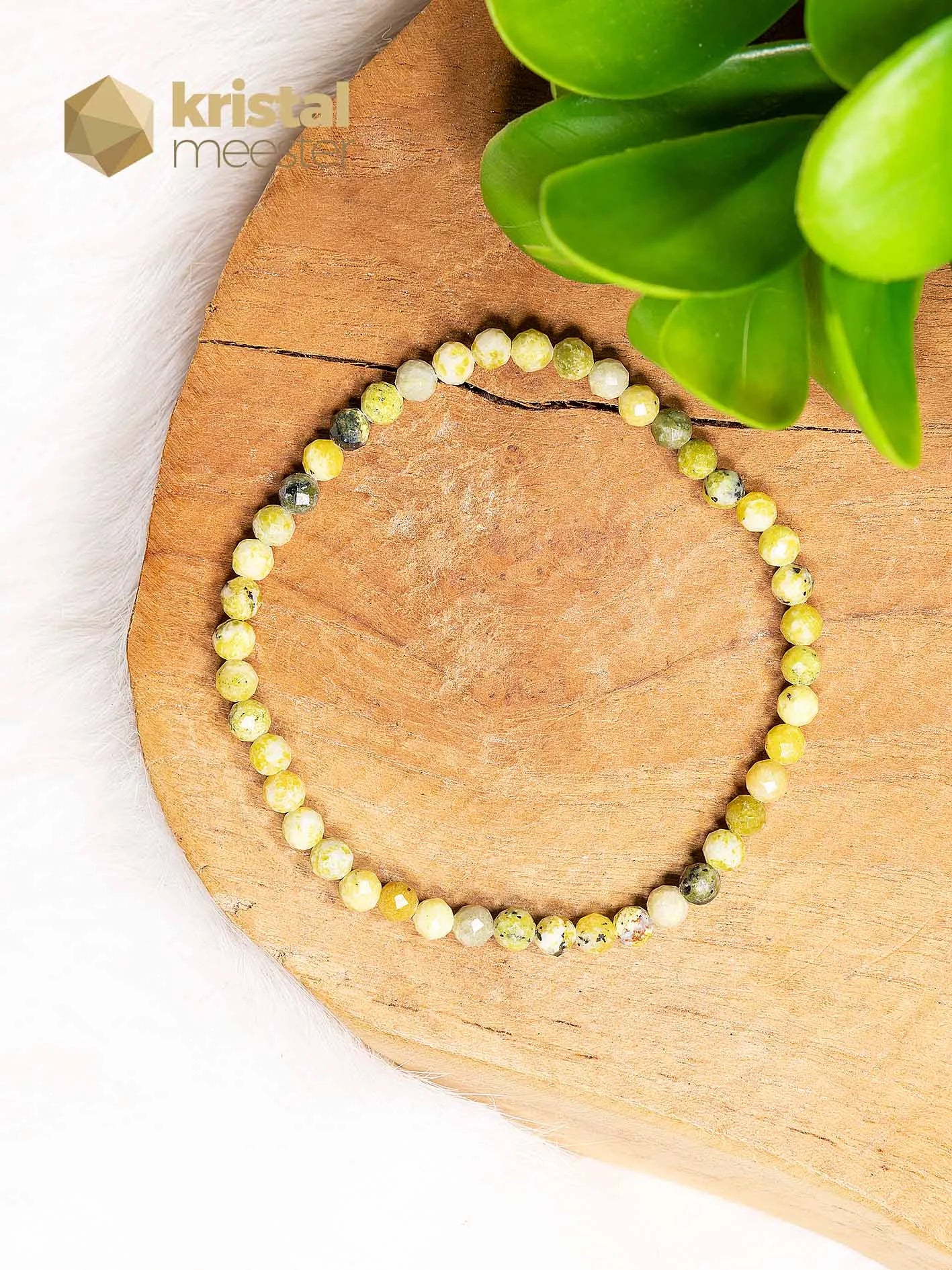 Lizardiet facet geslepen armband - 4 mm