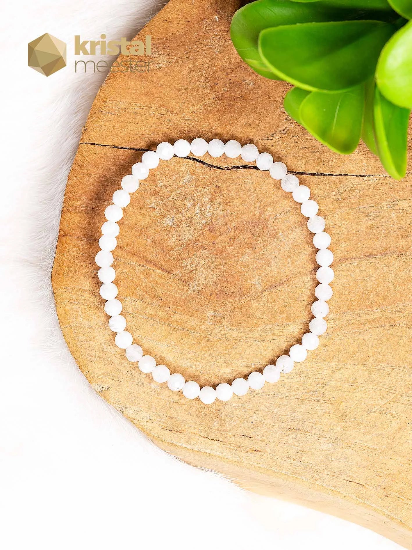 Blauwe Maansteen facet geslepen armband 3-4 mm