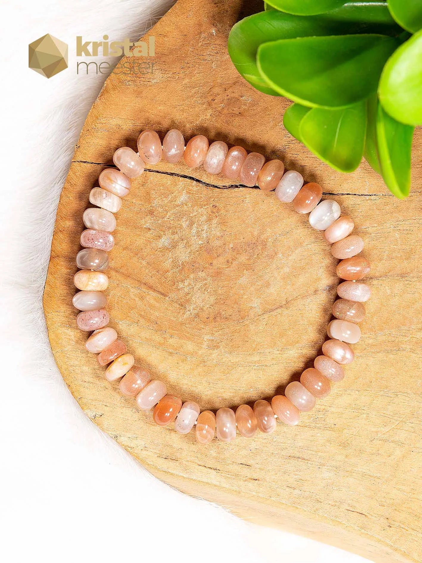 Maansteen Bruin Armband Rond - 8x5 mm