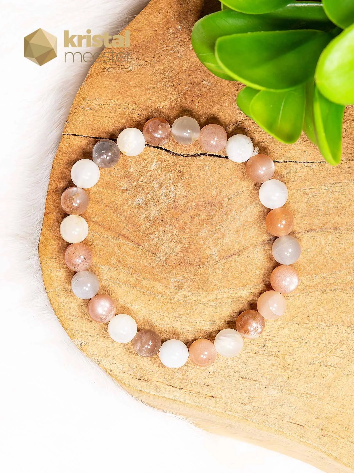 Maansteen Kogelarmband 8 mm