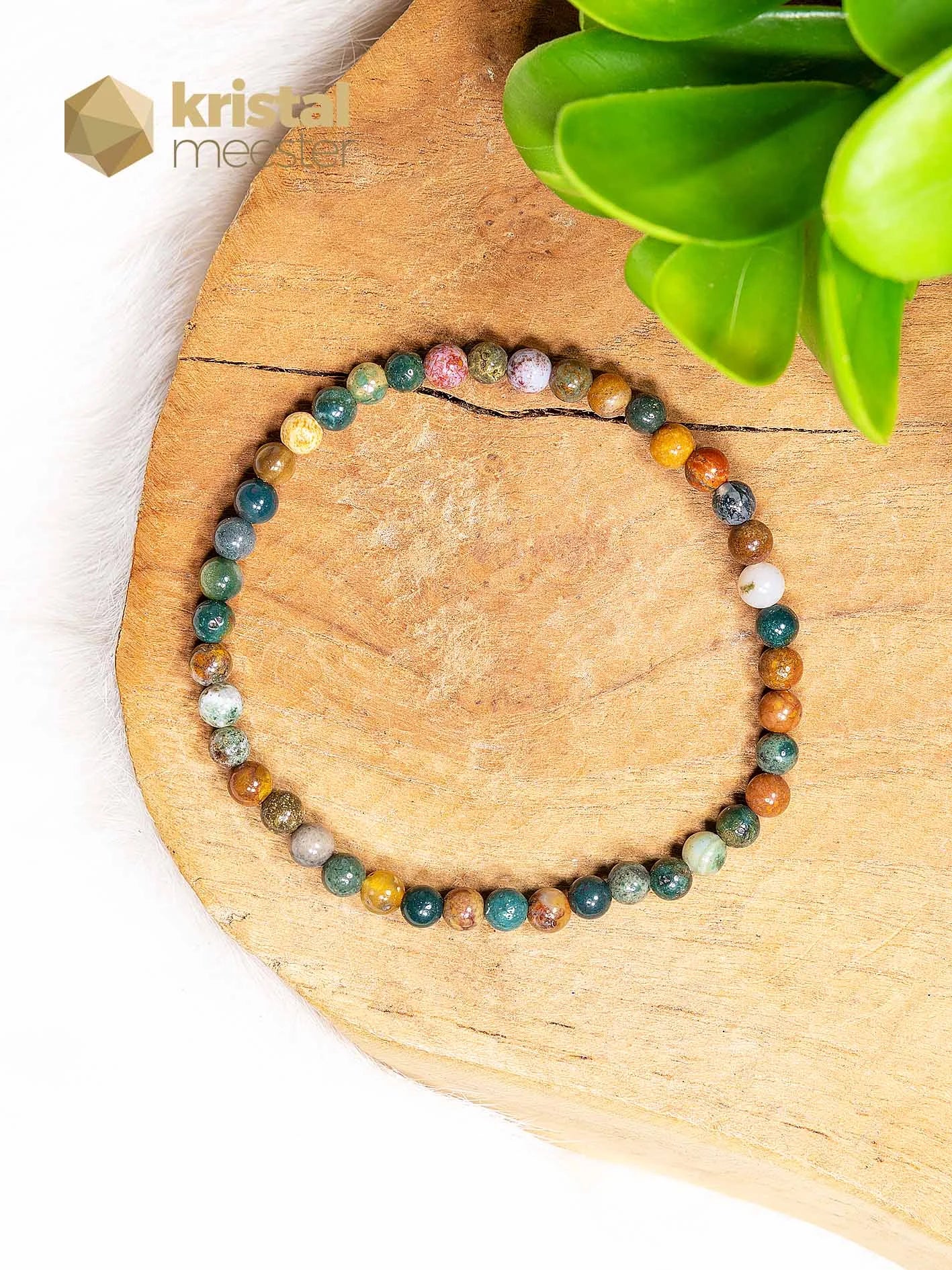 Oceaan Jaspis Kogelarmband - 4 mm