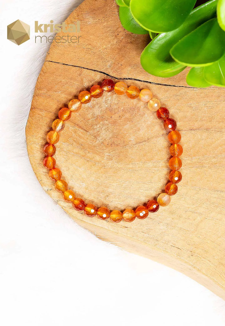Agaat Oranje Facet geslepen armband - 6 mm