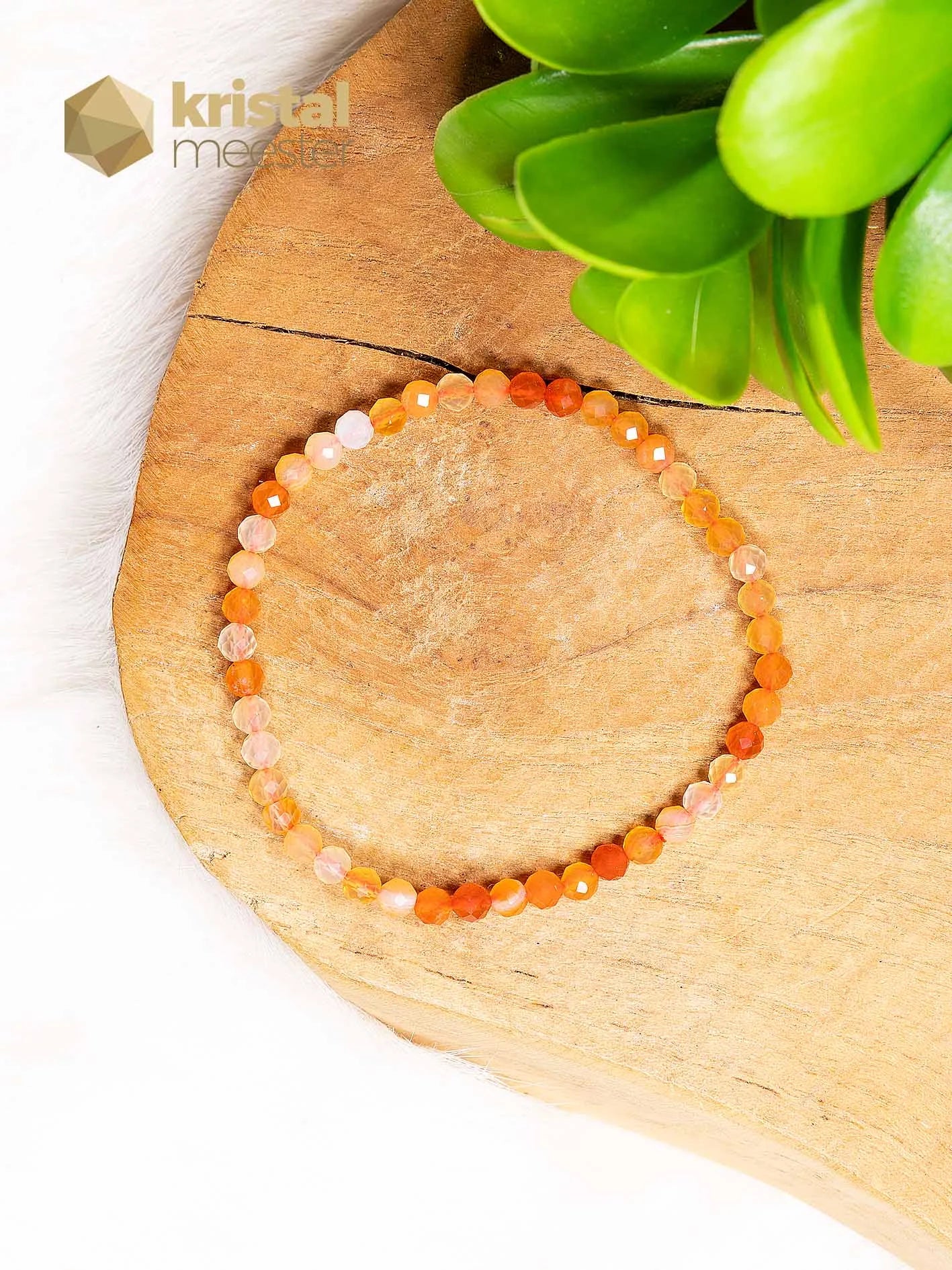 Botswana Agaat Oranje facet geslepen armband  3 - 4 mm