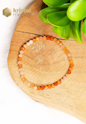 Botswana Agaat Oranje facet geslepen armband  3 - 4 mm