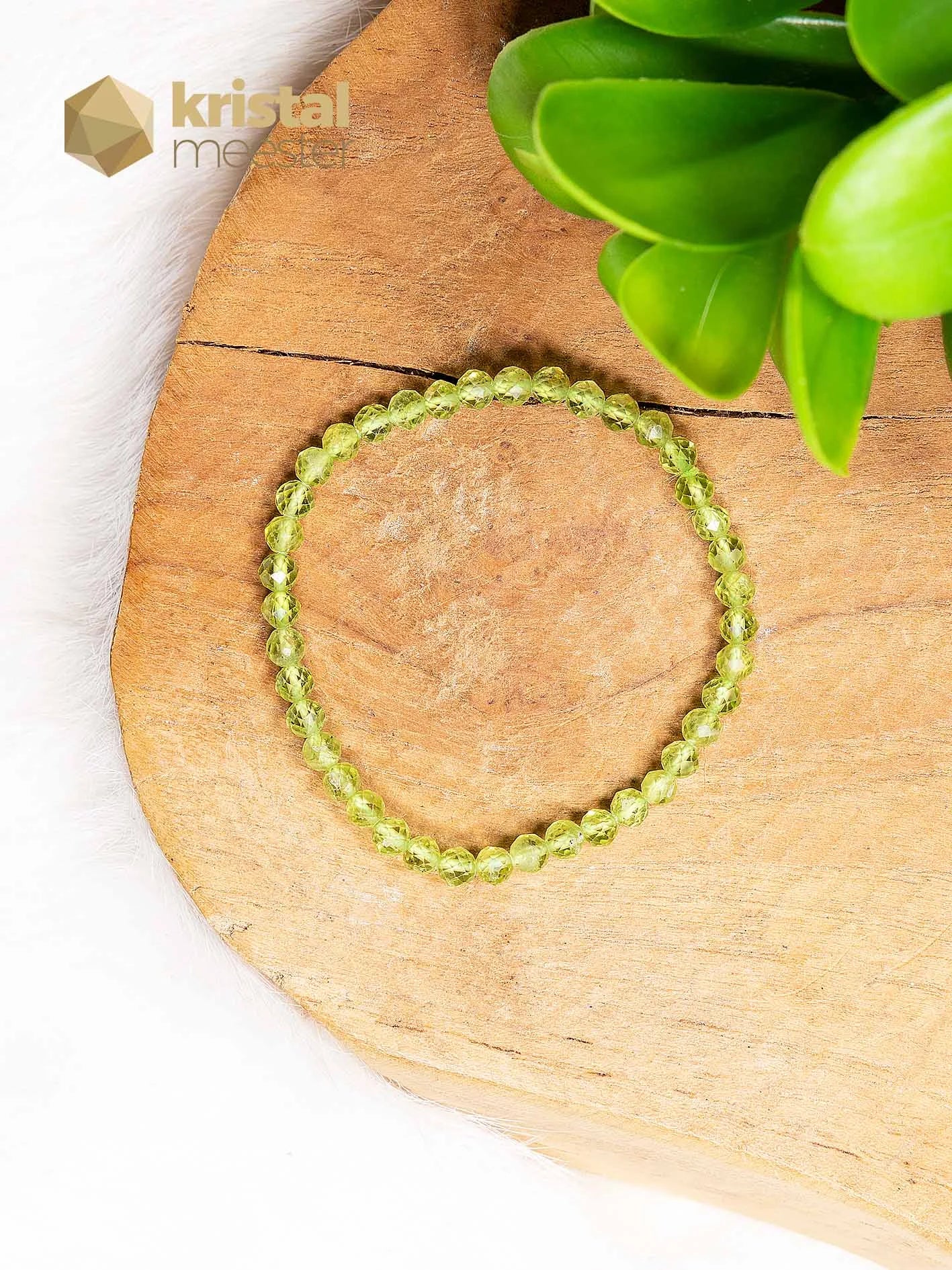 Peridoot Facet Geslepen Armband - 4 mm - Kind