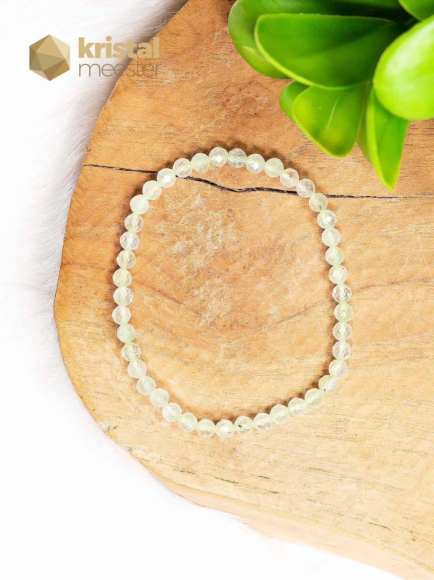 Prehniet Facet Geslepen Armband 3-4 mm