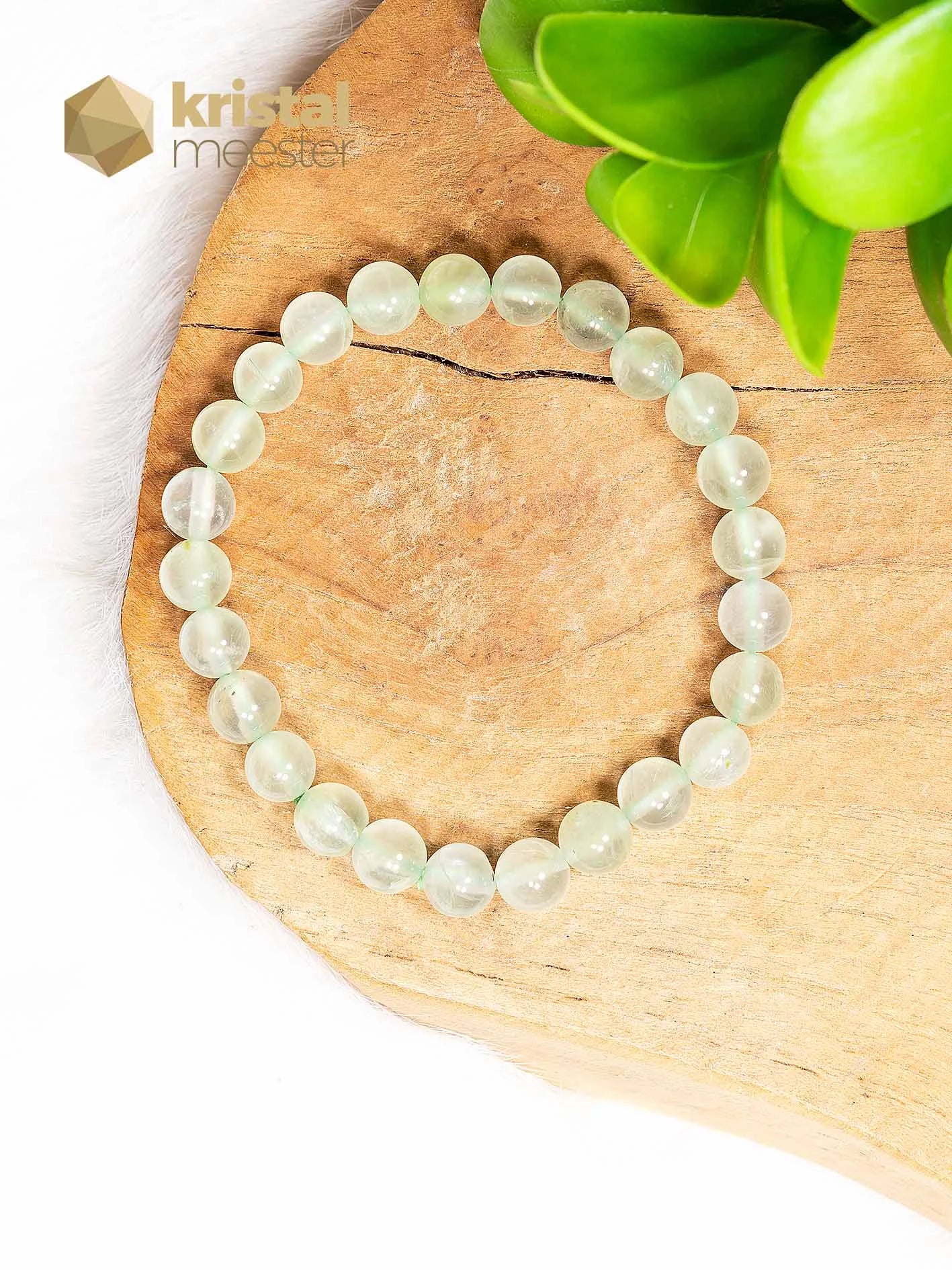 Prehniet Kogelarmband - 8 mm