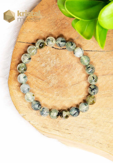 Prehniet met Epidoot Kogelarmband - 8 mm