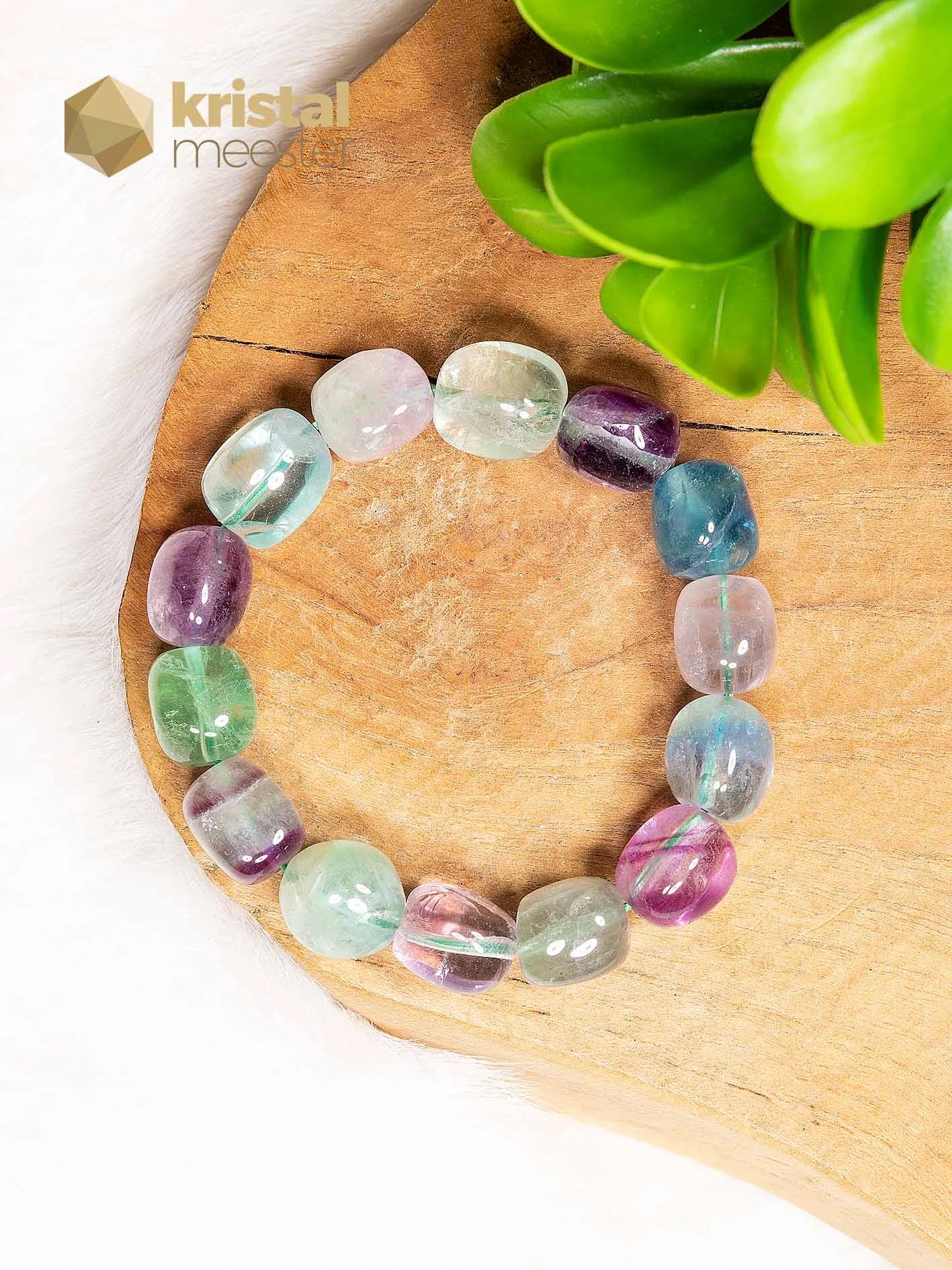 Regenboog Fluoriet nuggetarmband