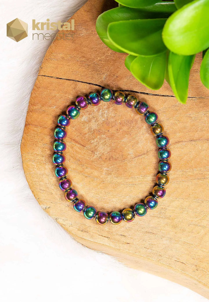 Hematiet Regenboog Kogelarmband - 6 mm - Behandeld - Kind