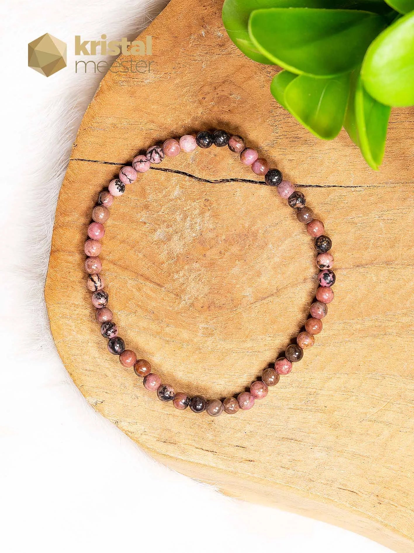 Rhodonite Ball Bracelet - 4 mm