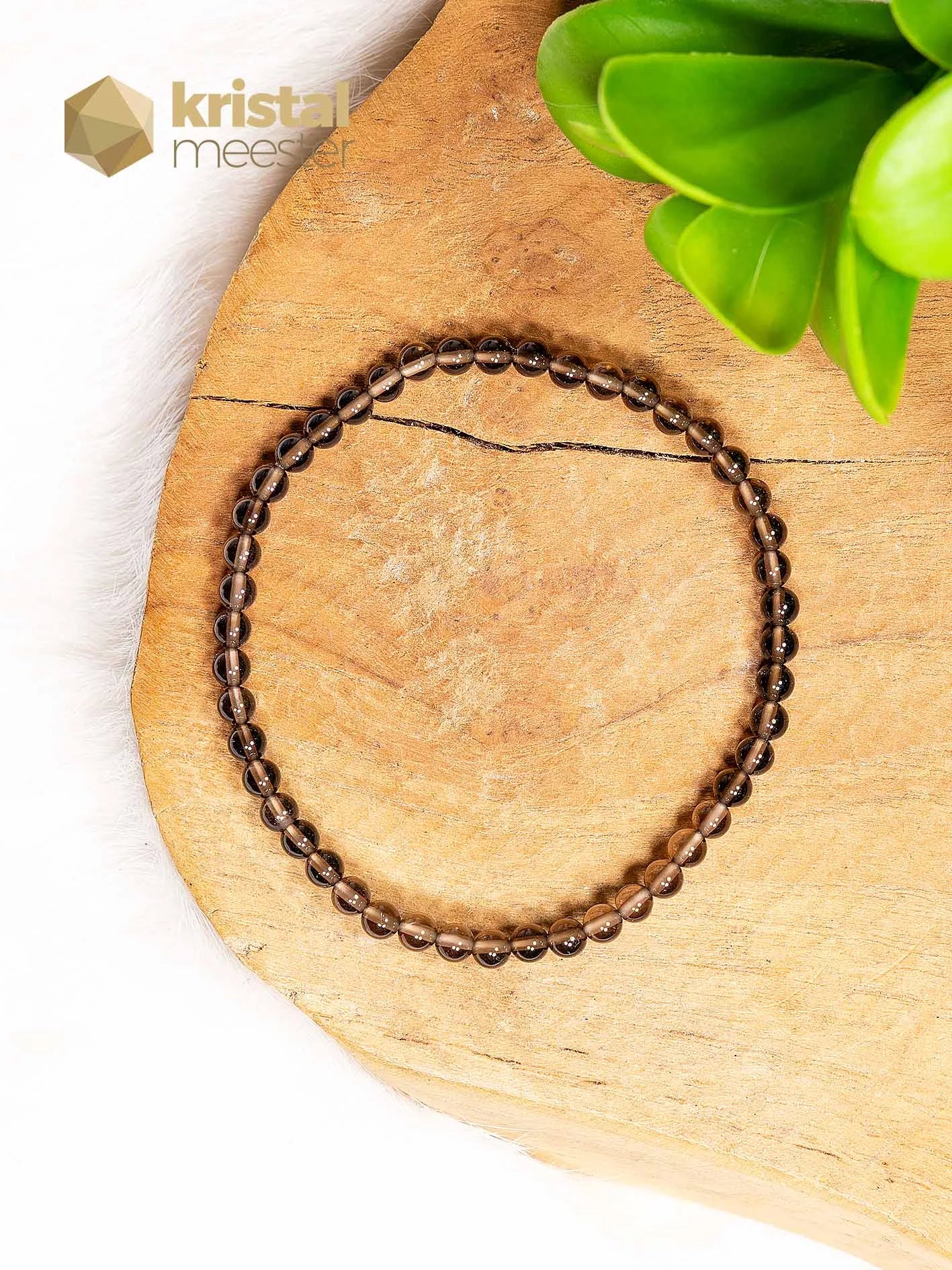 Rookkwarts Kogelarmband - 3-4 mm