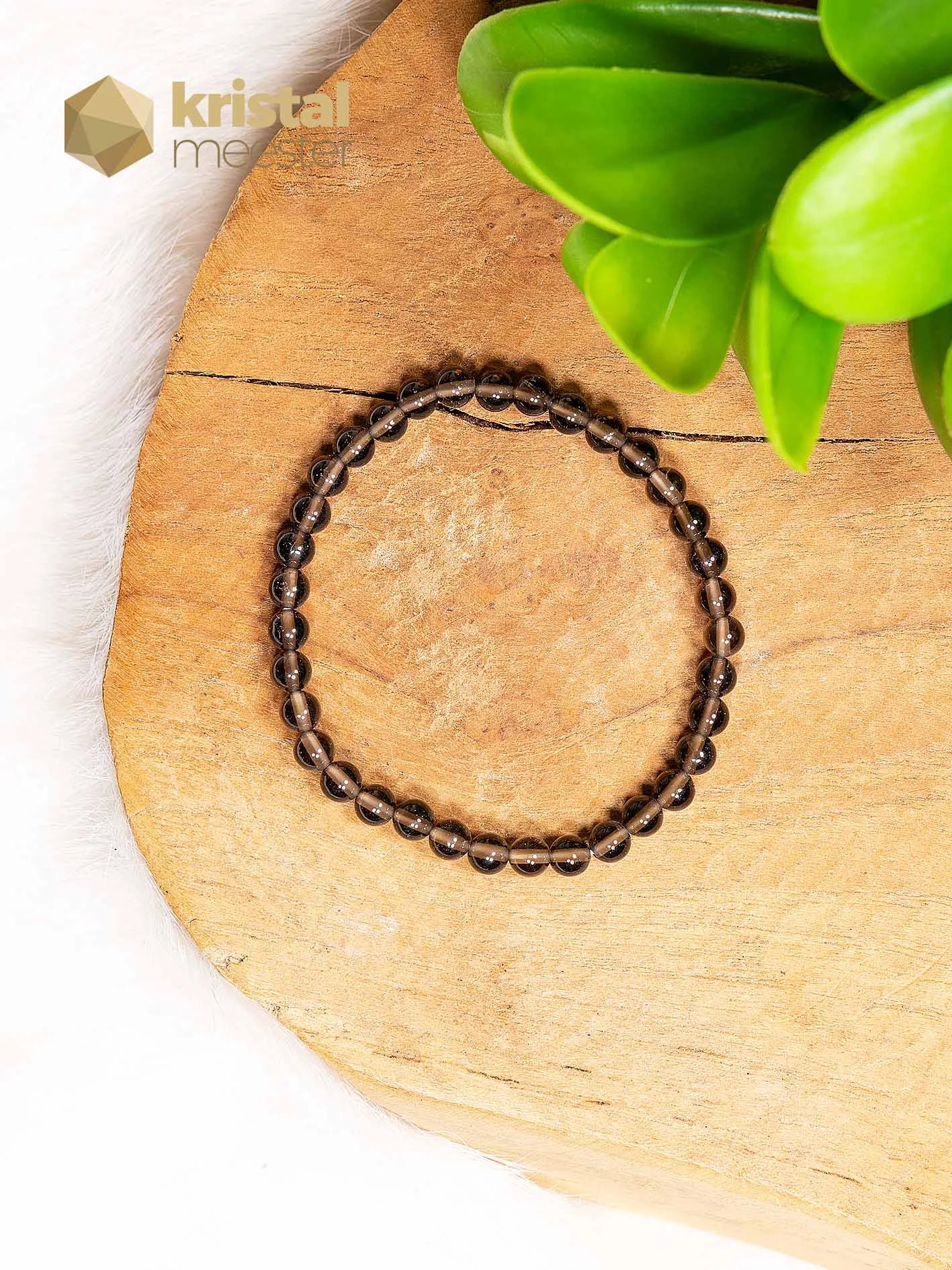Rookkwarts Kogelarmband - 4 mm - Kind