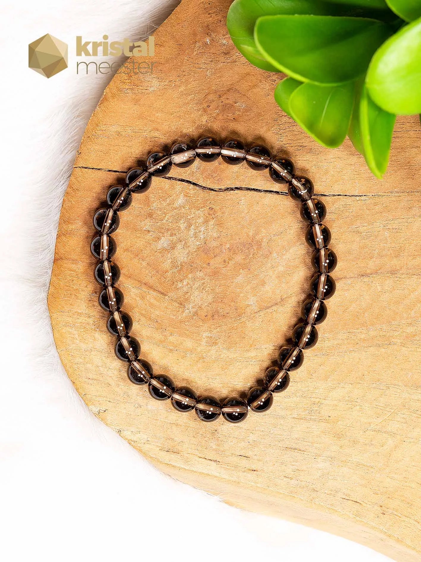 Rookkwarts Kogelarmband - 6 mm