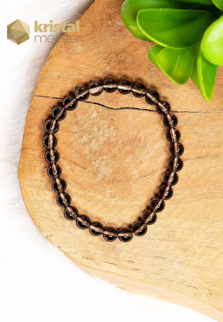 Rookkwarts Kogelarmband - 6 mm