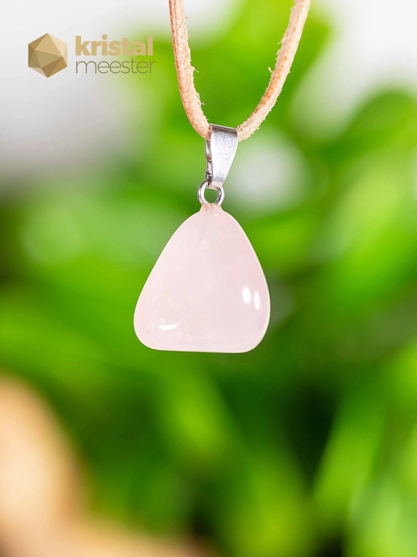 Rose Quartz EX Pendant with silver loop - no. 6