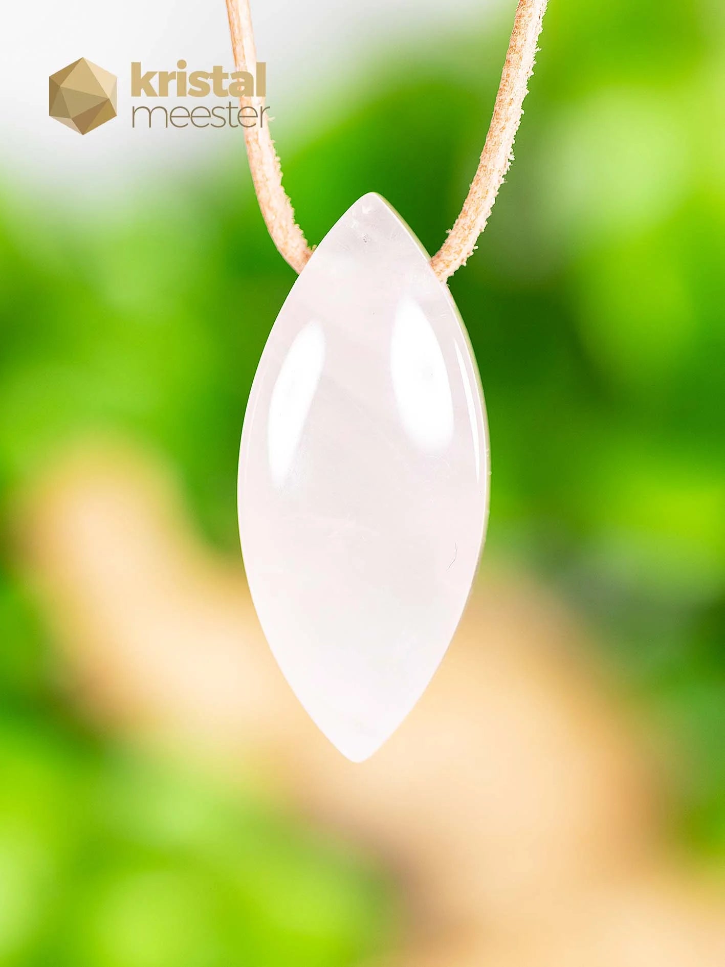 Rozenkwarts hanger ovaal, doorboord - nr. 1