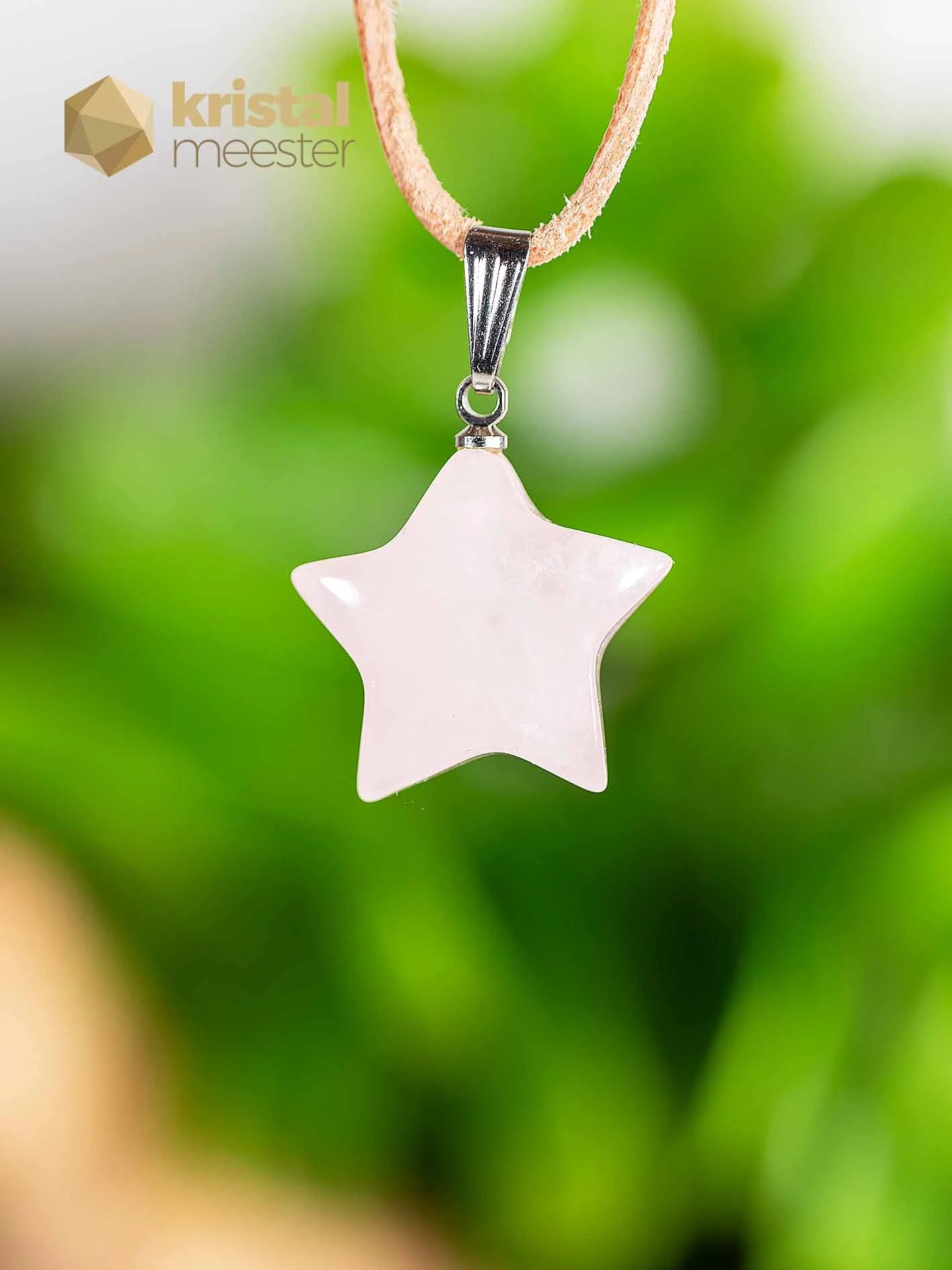 Rozenkwarts Ster hanger met zilver oog