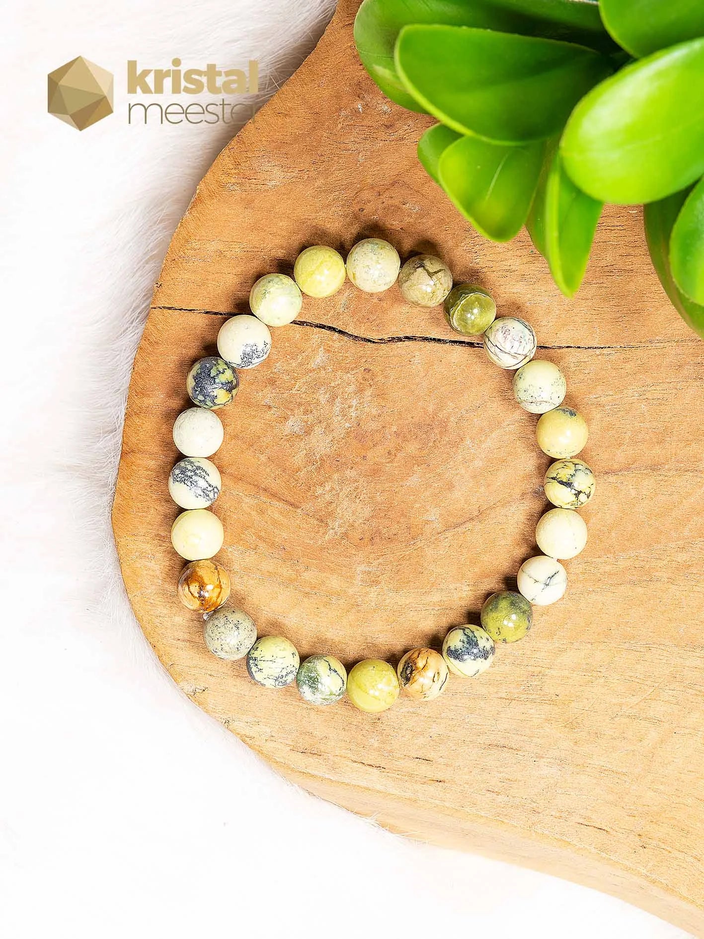 Serpentijn Kogelarmband - 8 mm