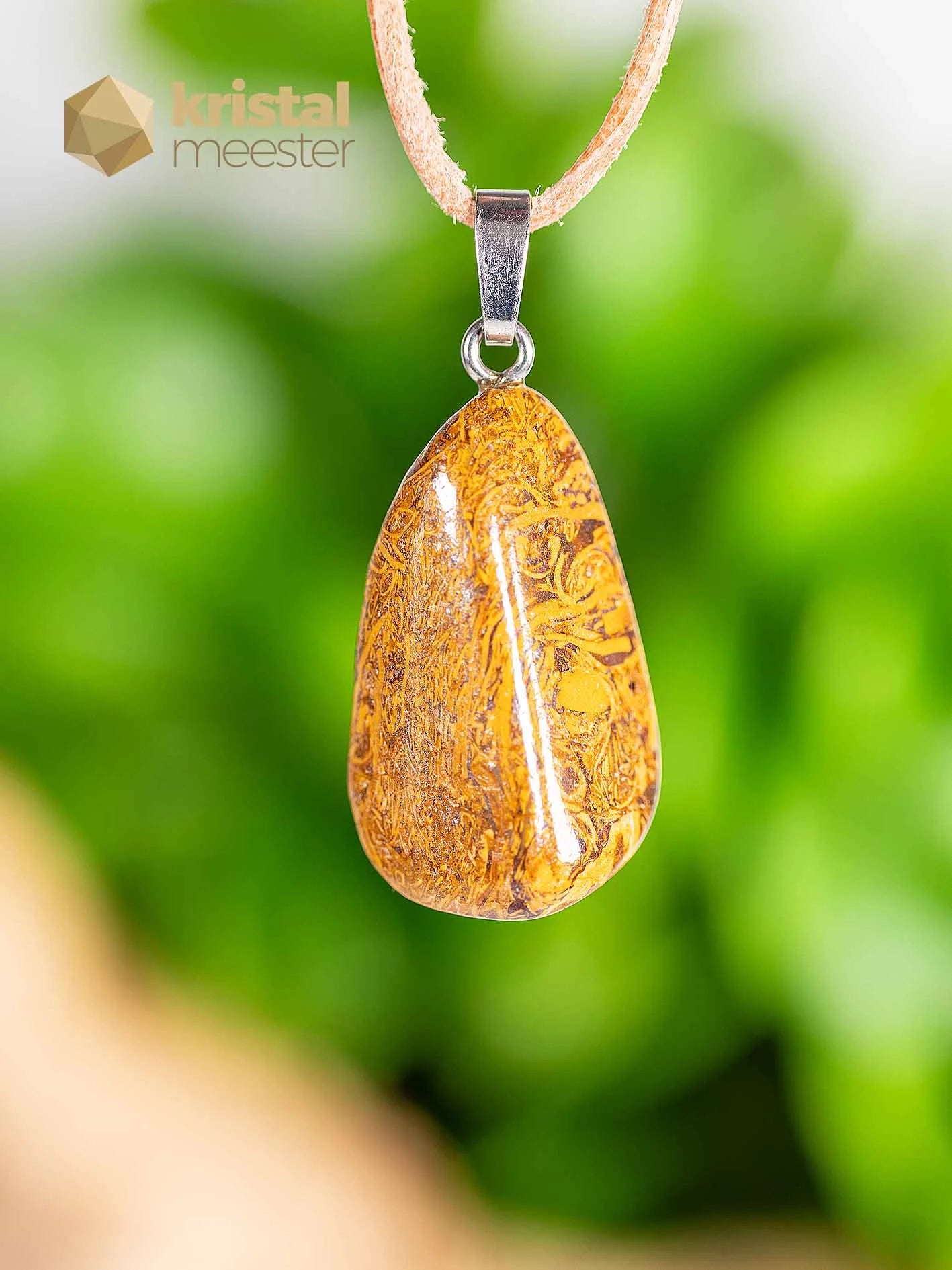 Snakeskin Jasper Pendant with silver loop - no. 1