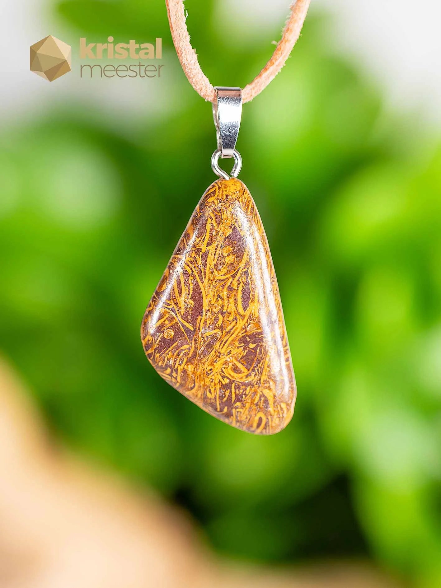 Snakeskin Jasper Pendant with silver loop - no. 3