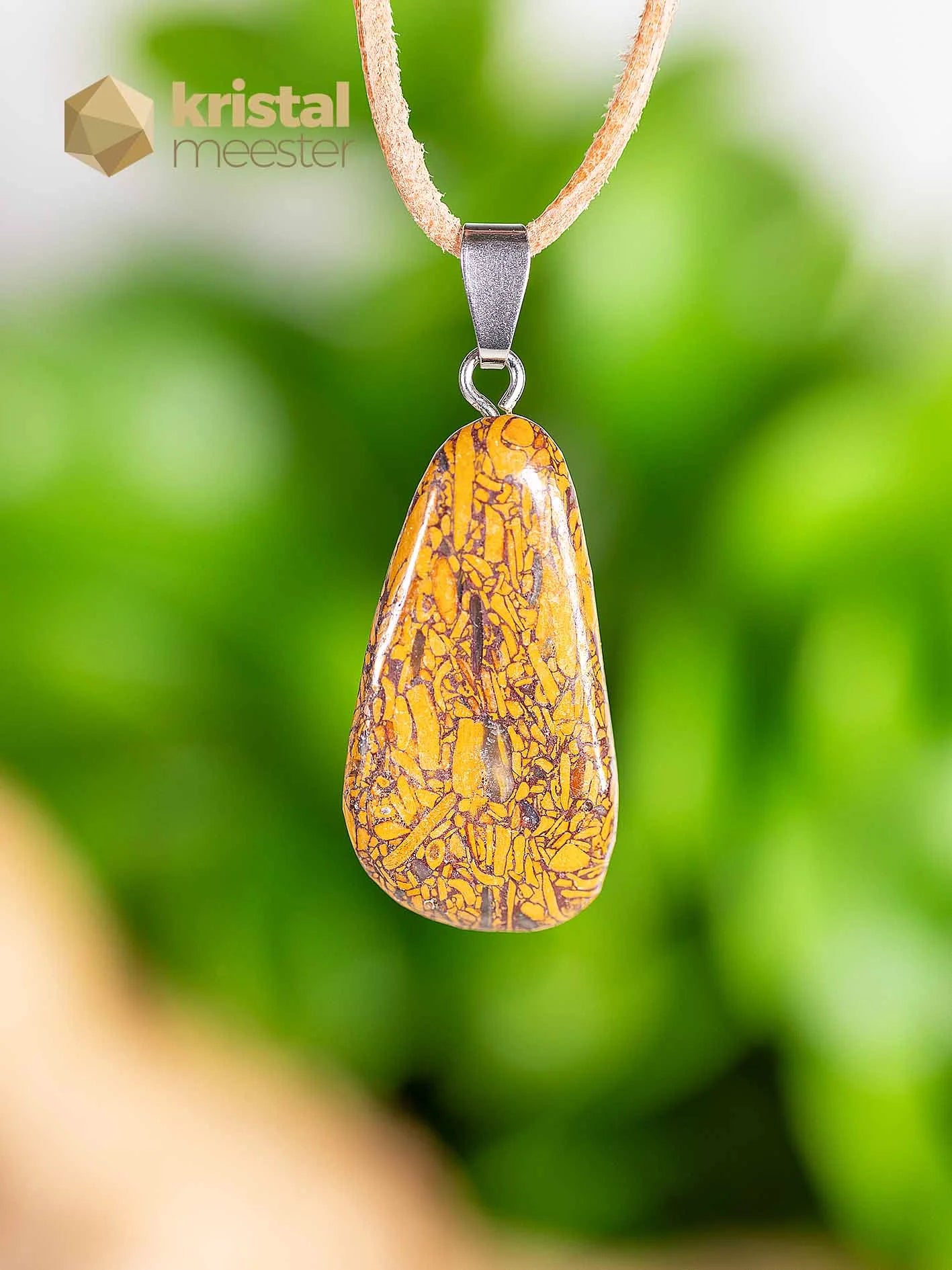Snakeskin Jasper Pendant with silver loop - no. 4