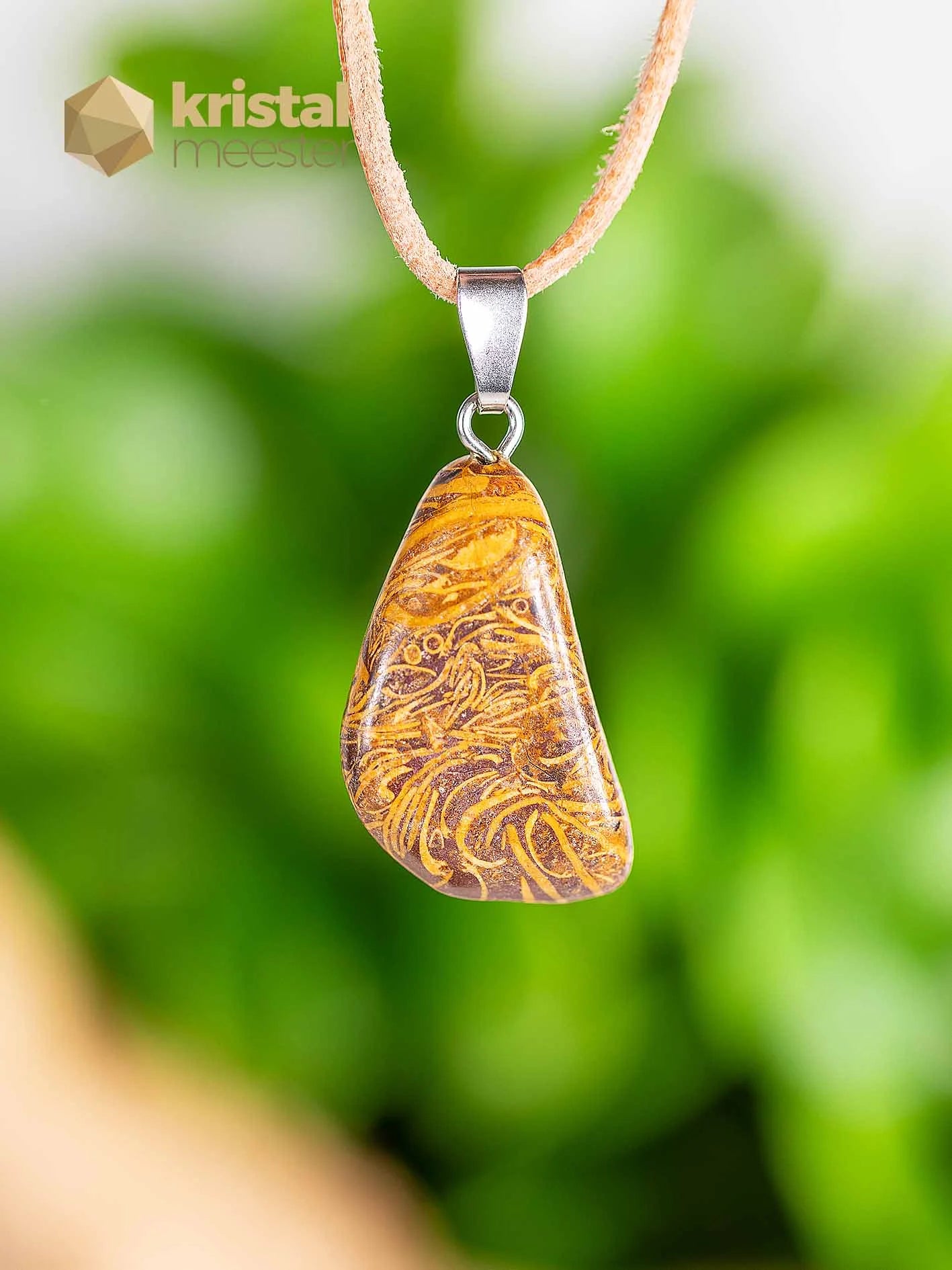 Snakeskin Jasper Pendant with silver loop - no. 5