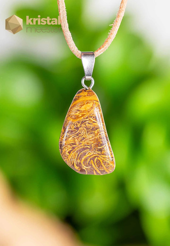 Snakeskin Jasper Pendant with silver loop - no. 5