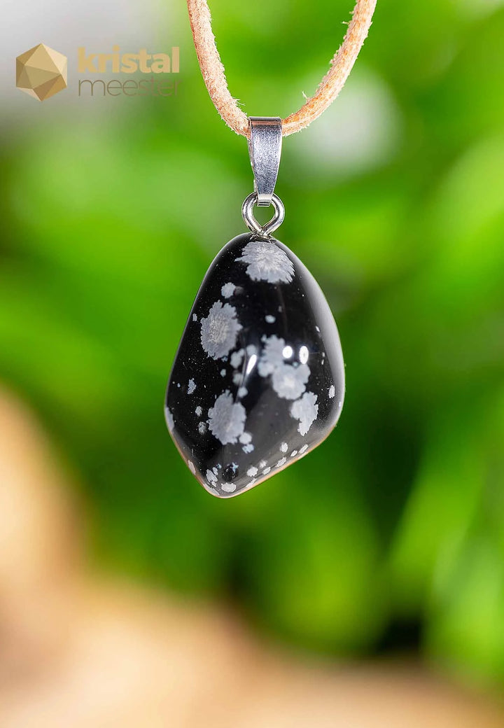 Snowflake Obsidian EX Pendant with silver loop - no. 2