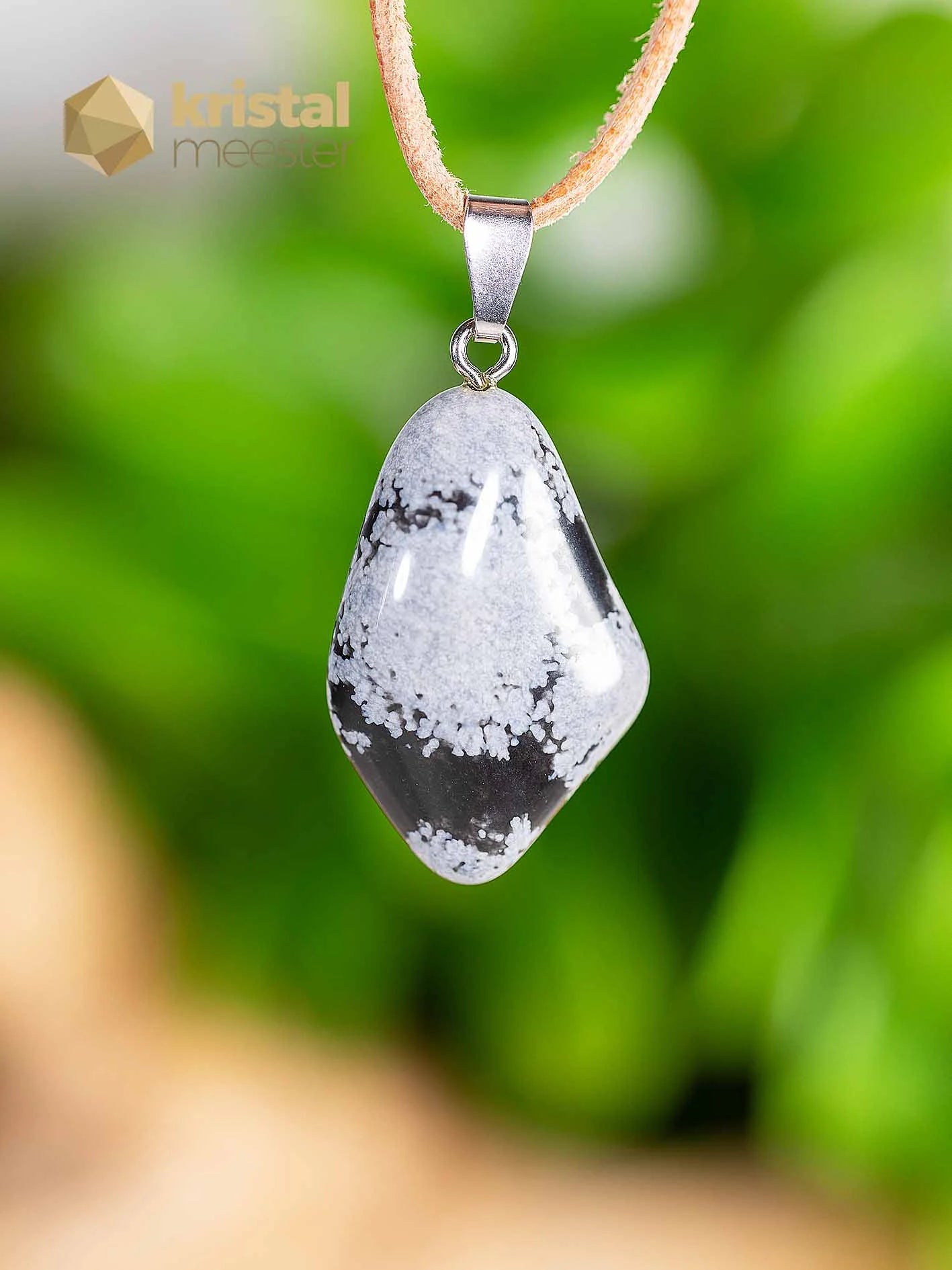 Sneeuwvlok Obsidiaan EX hanger met zilver oog - nr. 6