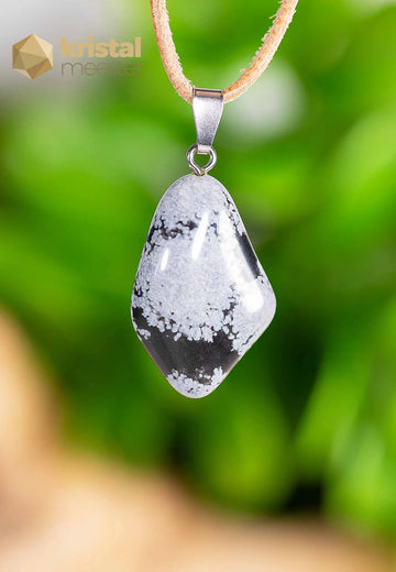 Sneeuwvlok Obsidiaan EX hanger met zilver oog - nr. 6