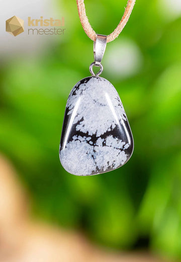 Snowflake Obsidian EX Pendant with silver loop - no. 4
