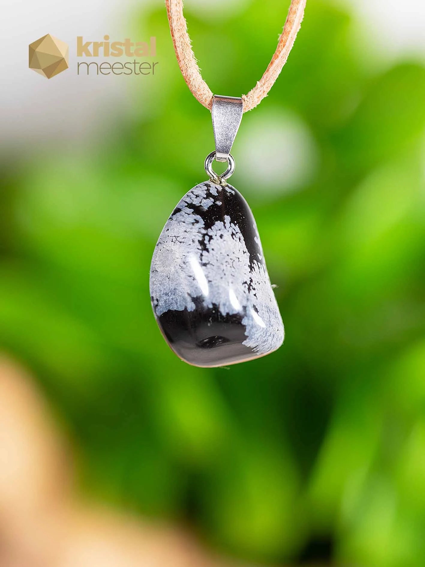 Sneeuwvlok Obsidiaan EX hanger met zilver oog - nr. 5