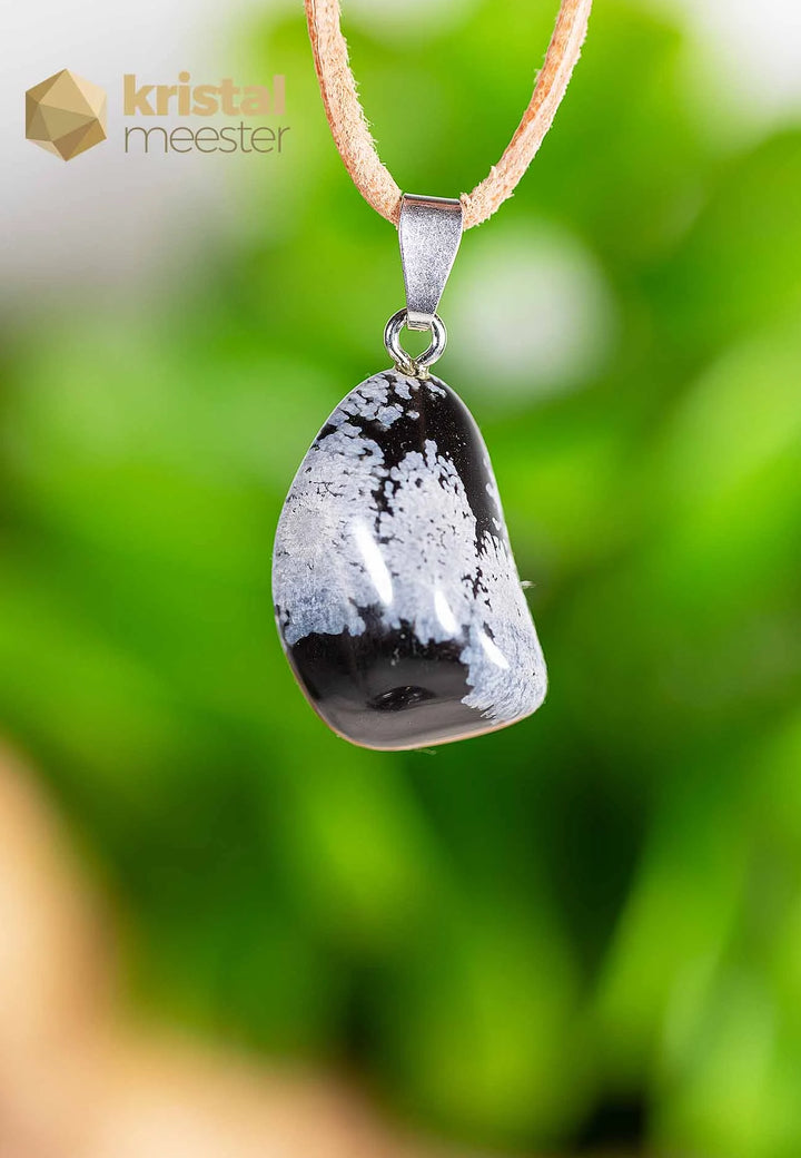 Sneeuwvlok Obsidiaan EX hanger met zilver oog - nr. 5