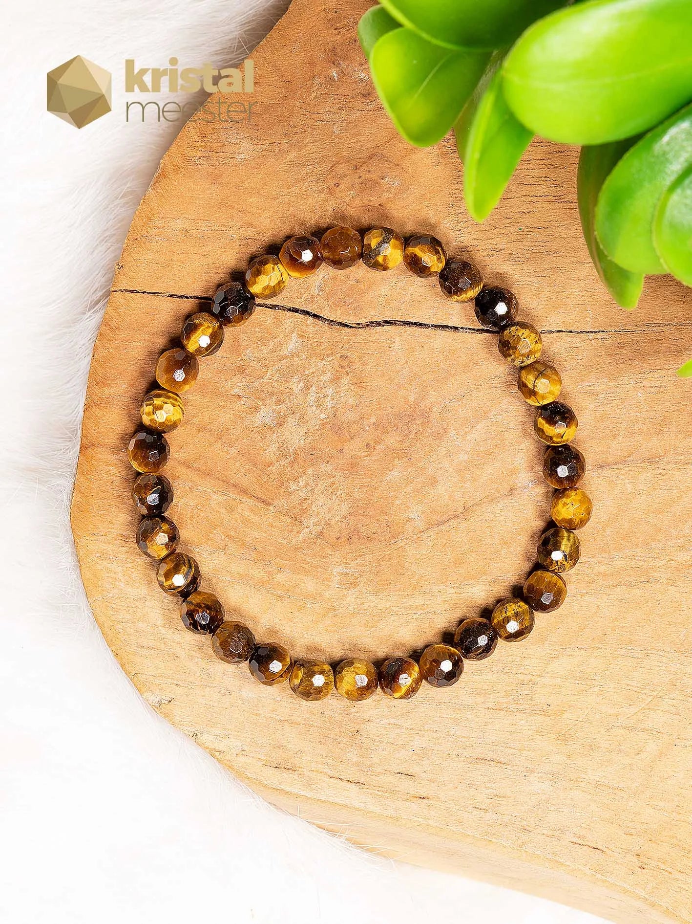 Tijgeroog Facet geslepen armband - 6 mm