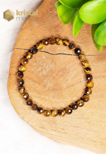 Tijgeroog Facet geslepen armband - 6 mm