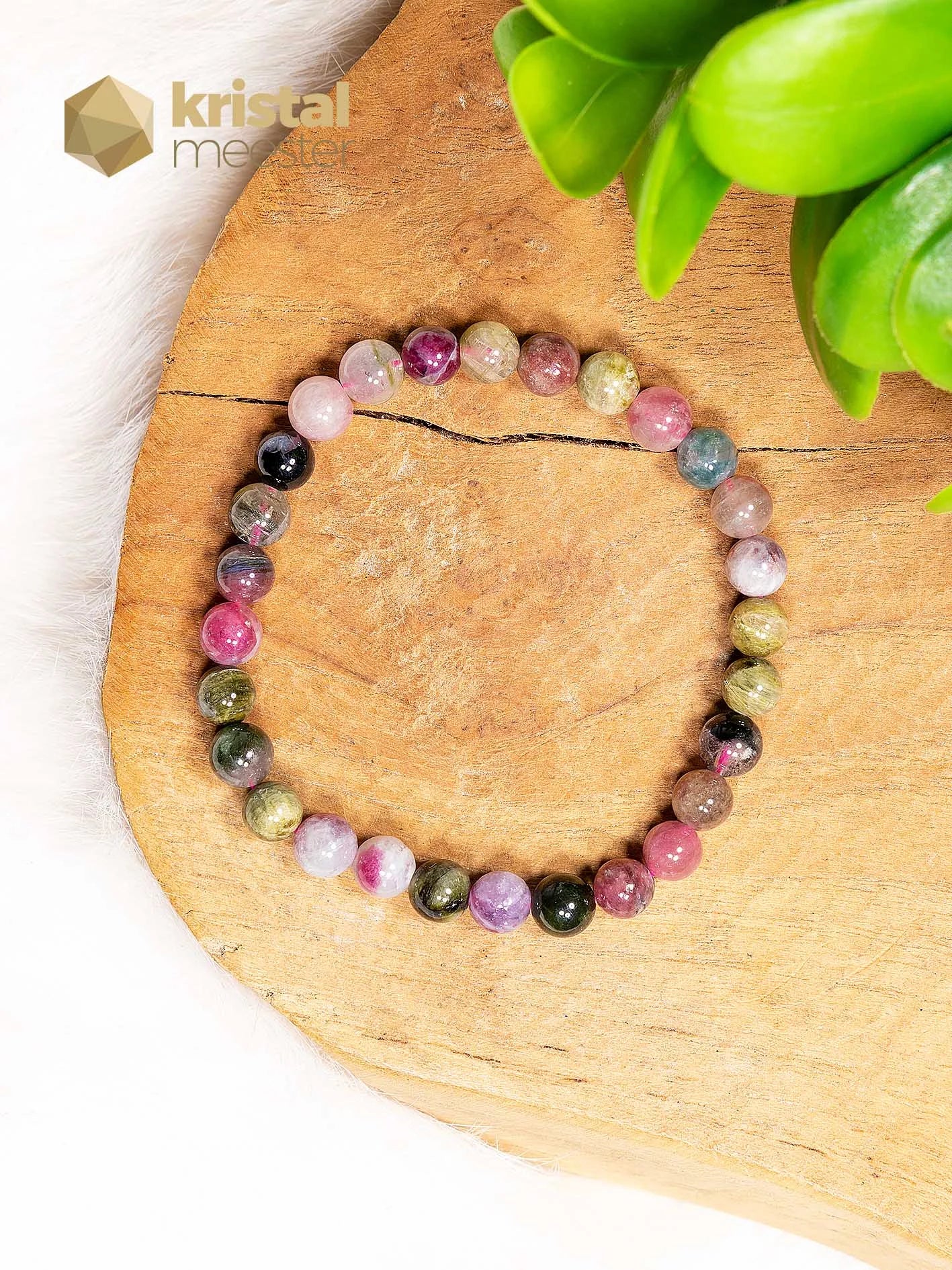 Toermalijn Mix Kogelarmband - 6 mm
