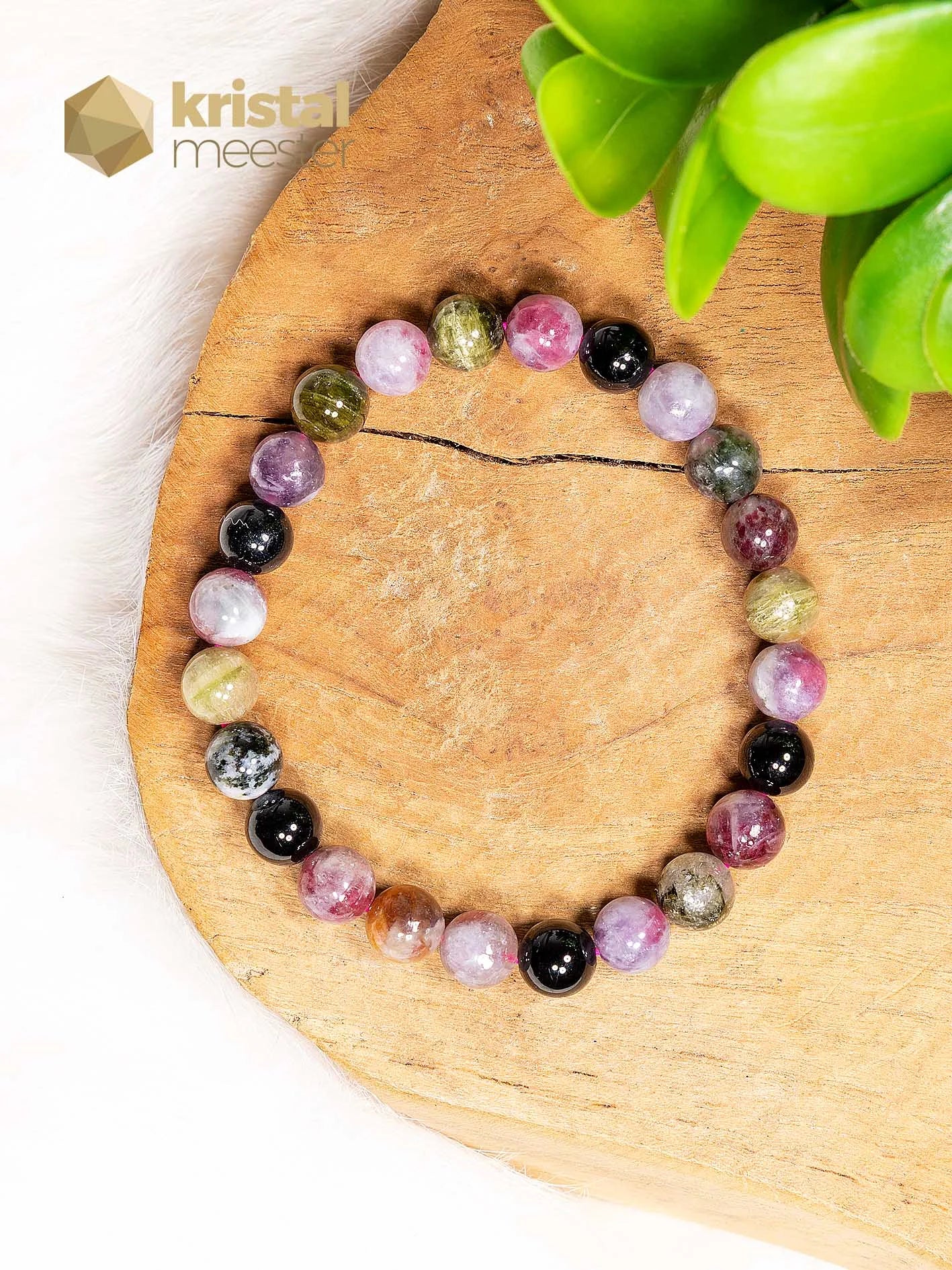 Toermalijn Mix Kogelarmband - 8 mm