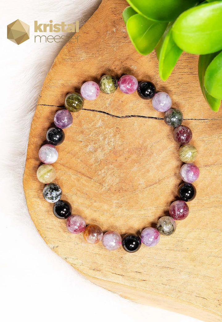 Toermalijn Mix Kogelarmband - 8 mm