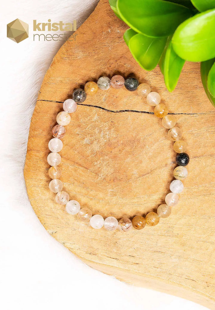 Toermalijnkwarts mix Kogelarmband - 6 mm